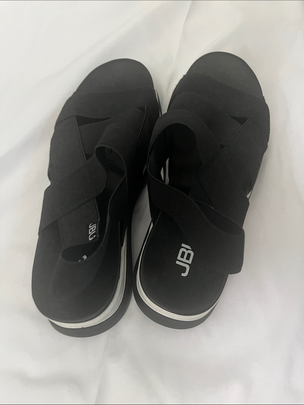 JBU Black Strappy Elastic Platform Sandals - Picture 4 of 6